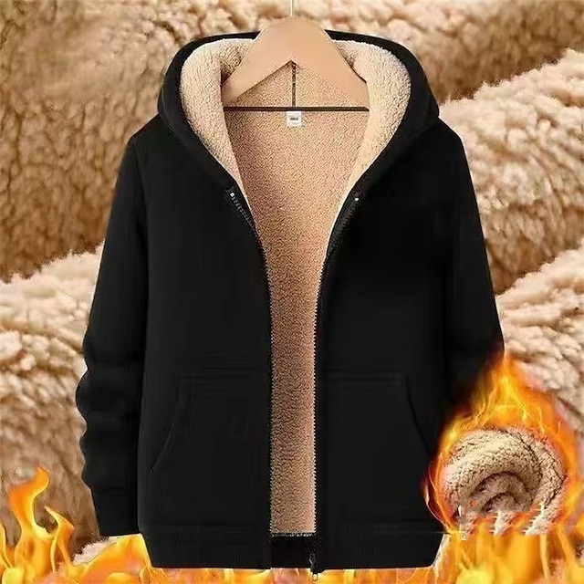  Herre Hattetrøje Hettegenser med full glidelås Fleece-jakke Svart Med hette عادي Lomme Sport & Utendørs Daglig Ferie Polyester Gatemote Grunnleggende Fritid Høst Vinter Klær Gensere Gensere