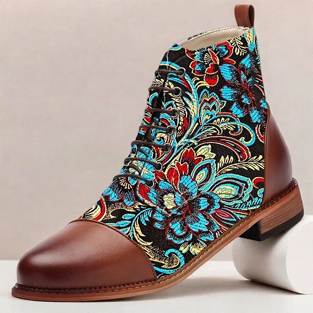  Per uomo Stivali Camminata Pelle PU Tessuto jacquard Confortevole Antiscivolo Traspirante Stivaletti Allacciatura Marrone Autunno Inverno