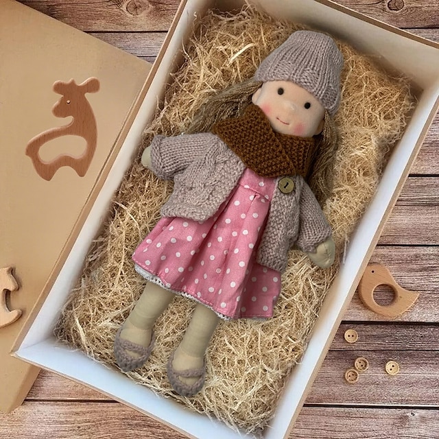  手作りのウォルドルフ人形、女の子の赤ちゃん用、洋服セット付き - 11.8インチの柔らかいぬいぐるみ、幼児向け、お子様へのクリスマスプレゼントに最適