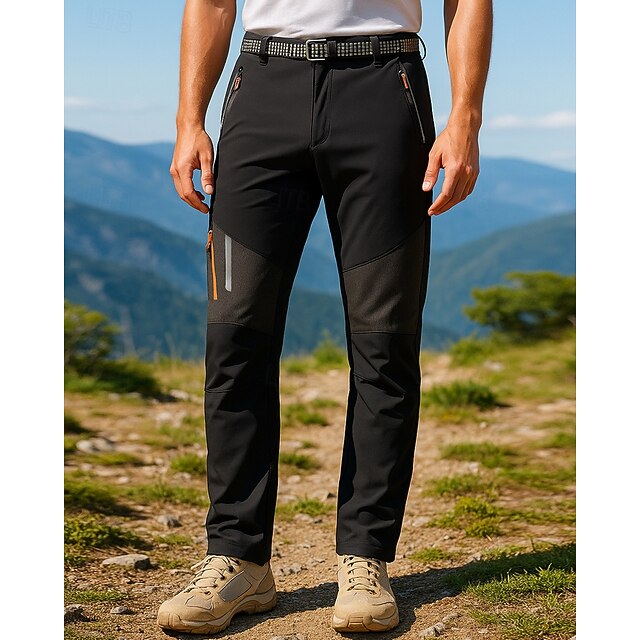 Men's Hiking Pants Trousers Hiking Rain Pants Softshell Pants Summer Outdoor Regular Fit Waterproof Windproof Bottoms Black Camping / Hiking Running S M L XL XXL4