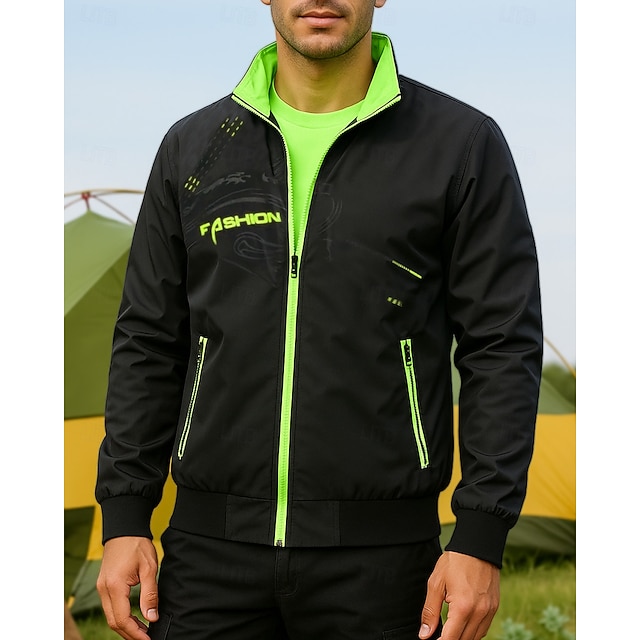  Voor heren Wandeljack Sportjas Regenjas Buiten waterdicht Sneldrogend Lichtgewicht Ademend Wandeloutfits Wandelkleding Lente Herfst Jack Tennis Golf Hardlopen Lapwerk Rood Oranje Groen