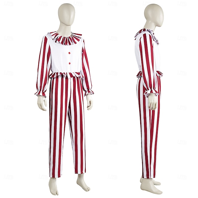  Joker Clown Halloween Kostüm Overall Clown im Kornfeld Horror Gruseliges Kostüm Erwachsene Herren Damen Halloween Karneval Leistung Party Einfache Halloween-Kostüme Verkleiden