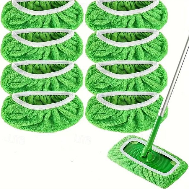  8pcs Washable Mop Replacement Pads for Flat Mops(Mop Not Included), Durable Reusable Mop Heads for Dry and Wet Use, Easy to Clean, Cleaning Supplies, Back to School Essentials