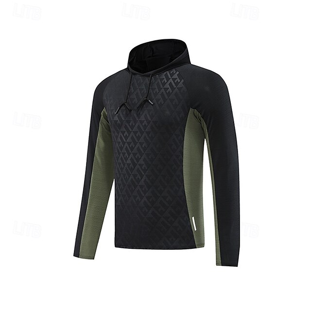  Hombre cima de senderismo Sudadera deportiva con capucha Manga Larga Con Capucha Camiseta Al aire libre Secado rápido Reductor del Sudor antiolor Transpirable Poliéster Retazos Gris oscuro Negro Rojo