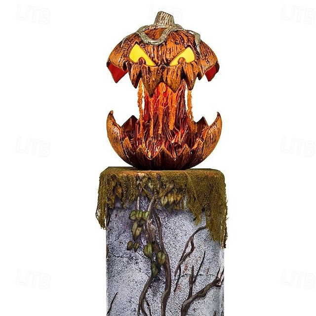  Halloween gresskarlykt sammenleggbar, skummel, strekkbar med lyd, festdekorasjon for innendørs/utendørs bruk, 20 cm