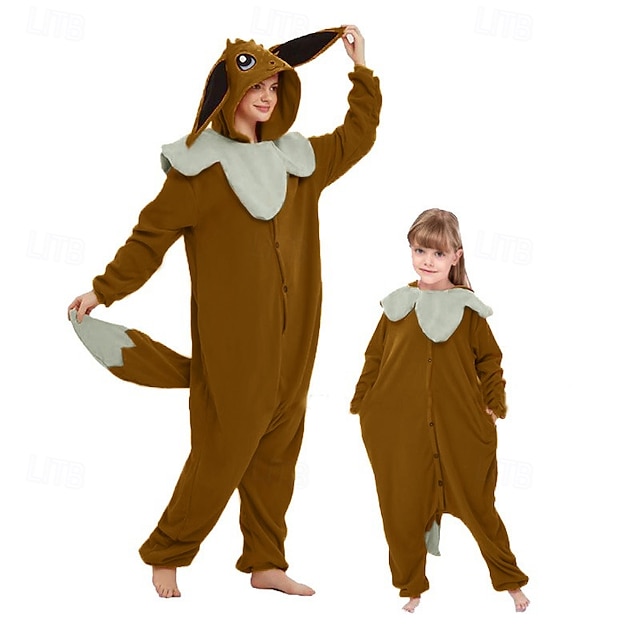  Karneval Dyr Gruppekostyme Onesie-kostyme Karnevalskostyme Tegneserie Eevee Onesie-pysjamas Kigurumi pyjamas Sjarm Morsomt kostyme Til Barne Voksne Damer og Herrer Gutter og jenter Karneval Tegnefilm