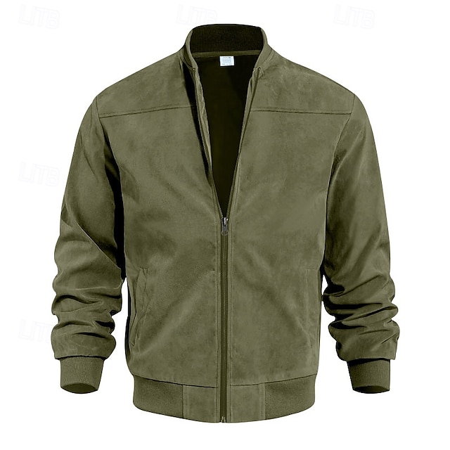  Per uomo Giacca in finta pelle scamosciata Giacca Casual Vacanza Quotidiano Caldo Tasca Autunno Inverno Semplice Moda Classico Collo alla coreana Regolare Nero Blu marino Blu Cachi Verde militare