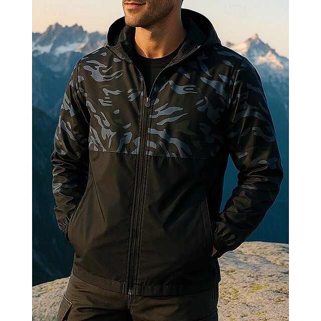  Herren Outdoorjacke Softshelljacke Wanderjacke Außen Wasserdicht Winddicht Wanderoutfits Wanderbekleidung Frühling Herbst Oberteil Camping / Wandern / Höhlenforschung Laufen Schwarz