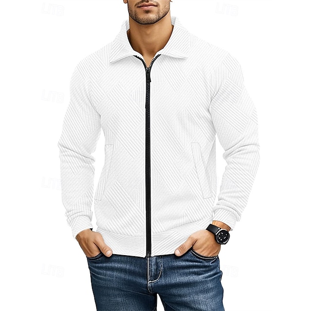  Ανδρικά Ελαφρύ μπουφάν Casual Jacket Διακοπές Καθημερινά Ικανότητα να αναπνέει Τσέπη Ζακάρ Άνοιξη Φθινόπωρο Σκέτο Μοντέρνα Κλασσικό Πέτο Κανονικό Μαύρο Λευκό Βαθυγάλαζο Χακί Ανοικτό Γκρίζο Σακάκια