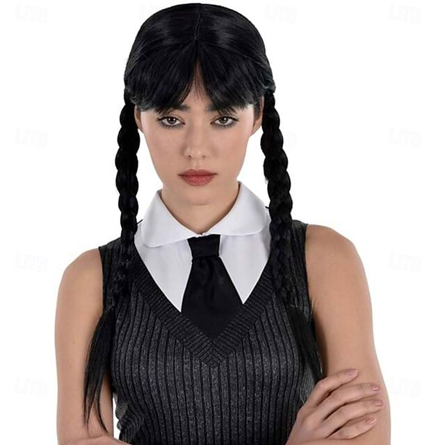 Women's Black Costume Wig Halloween Cosplay Party Wigs2