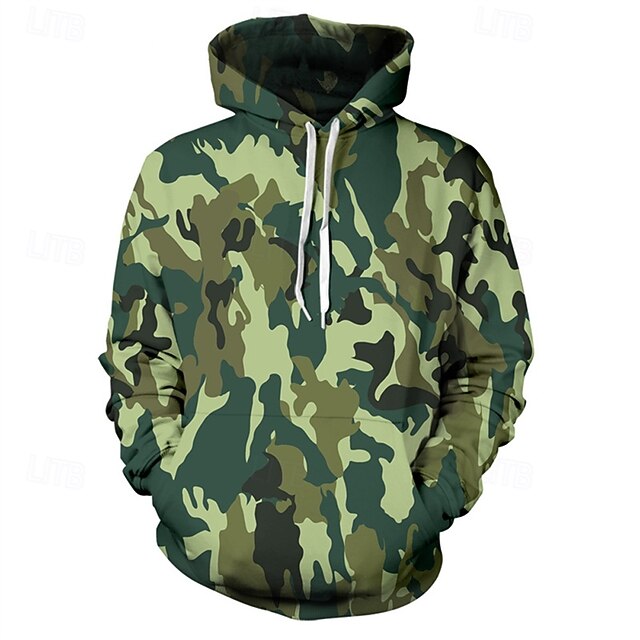Men's Hoodie Blue Brown Green Hooded Camouflage Pocket Sports & Outdoor Daily Holiday Polyester Streetwear Basic Casual Spring Fall Clothing Apparel Hoodies Sweatshirts  Long Sleeve4