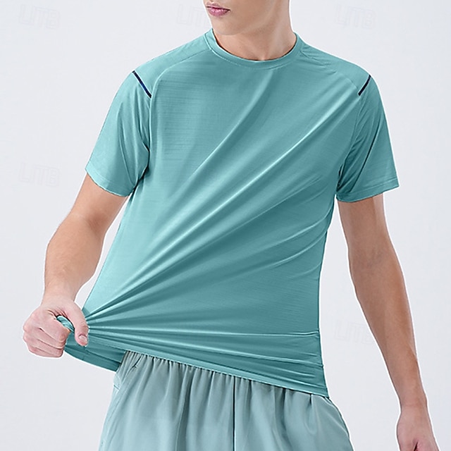  Bărbați Cămașă de performanță Tricou sport Manșon scurt Stil Nautic Topuri În aer liber Uscare rapidă Κατά του ιδρώτα anti-miros Respirabil Poliester Negru Alb Albastru Pescuit Tenis Alergat