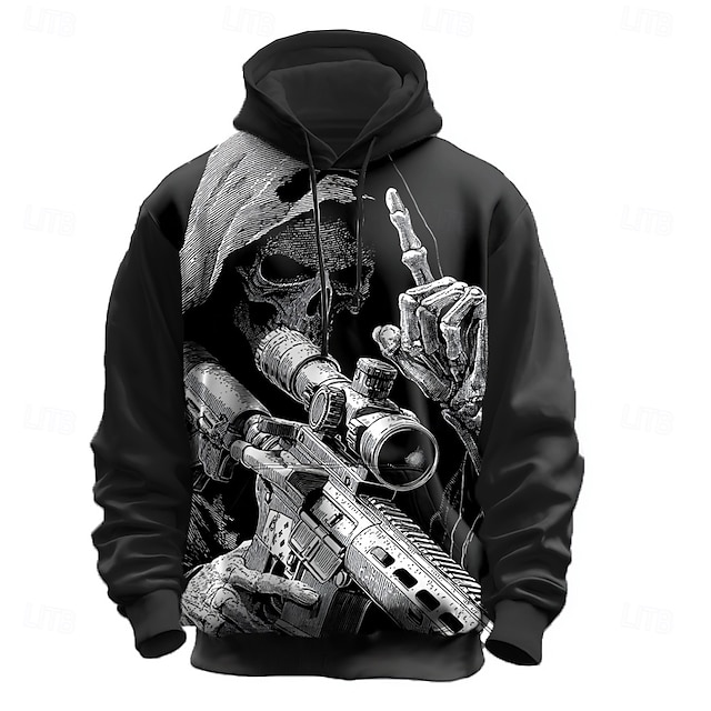  Halloween Homme 3D moissonneuse Sweats à capuche Sweatshirt Sweat à capuche Sweat à capuche Col ras du cou Punk Impression 3D Club Vêtements de rue Noir Rouge Cordon de serrage Automne Hiver Designer