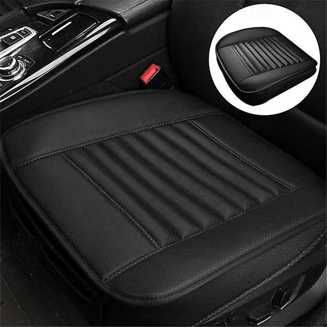  Capa de almofada para assento de carro 2 peças, universal, 5d, couro de carvão de bambu, respirável, à prova d'água, protetor de assento de carro com tudo incluído