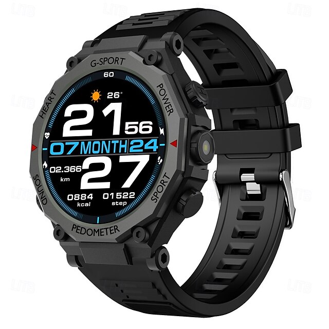  Reloj inteligente deportivo para hombre, con linterna LED, Bluetooth, llamadas, control del ritmo cardíaco, asistente de voz, SOS, para exteriores, 1,52