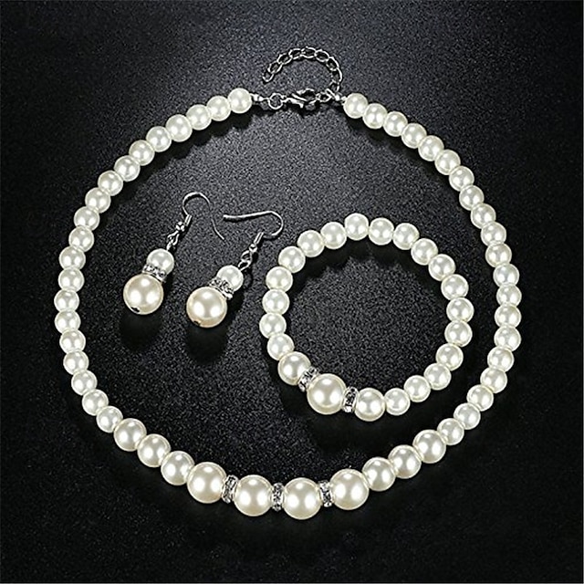 Ensembles de bijoux de mariée 1 ensemble boucles d'oreilles en alliage de perles d'imitation collier bracelets ensemble de bijoux élégant pour femme pour fête de mariage occasion spéciale