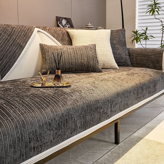  Waterproof Antimicrobial Simple Chenille Fabric Anti-scratch Couch Cover