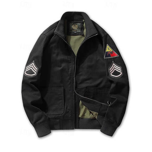  Hombre Chaqueta de aviador Al aire libre Resistente al Viento Trajes de senderismo Ropa de senderismo Primavera Otoño Camiseta Algodón Camping / Senderismo / Espeleología Corriendo Negro Verde Caqui
