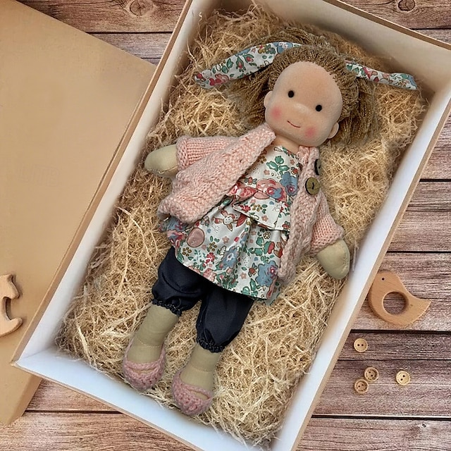  手作りのウォルドルフ人形、女の子の赤ちゃん用、洋服セット付き - 11.8インチの柔らかいぬいぐるみ、幼児向け、お子様へのクリスマスプレゼントに最適