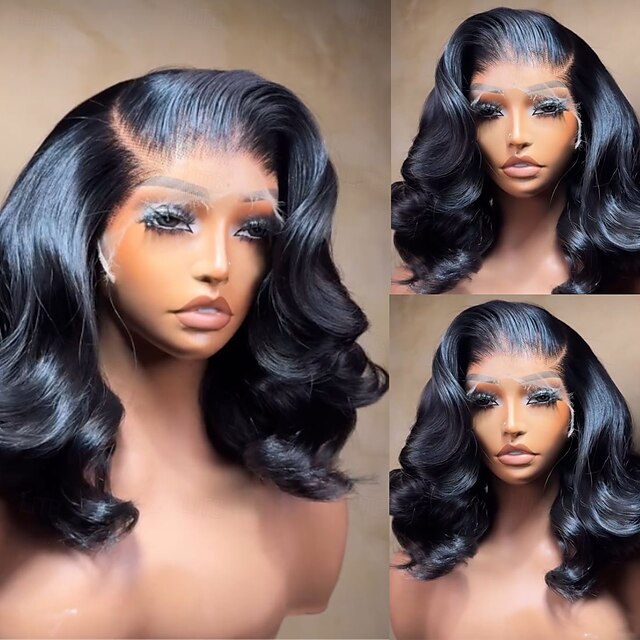  Peluca Cabello virgen sin procesar Cierre 5x5 Cierre 4x13 Cabello Brasileño Rizo suelto Negro Bob corto Mujer Densidad 130% 150% con pelo de bebe Entradas Naturales 100% Virgen Sin cola Pre-arrancado