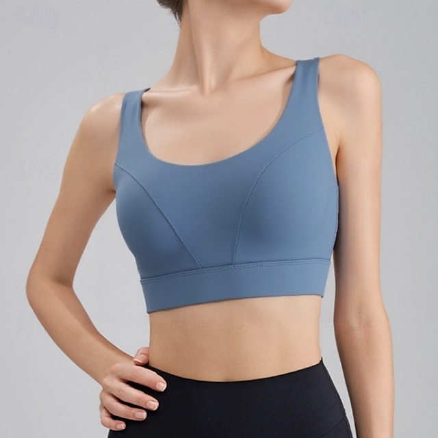  Women's Workout Tank Tops Sports Bra Underwear Medium Support Breathable Wireless Padded Solid / Plain Color Sport Activewear Black White Gym Fitness Yoga