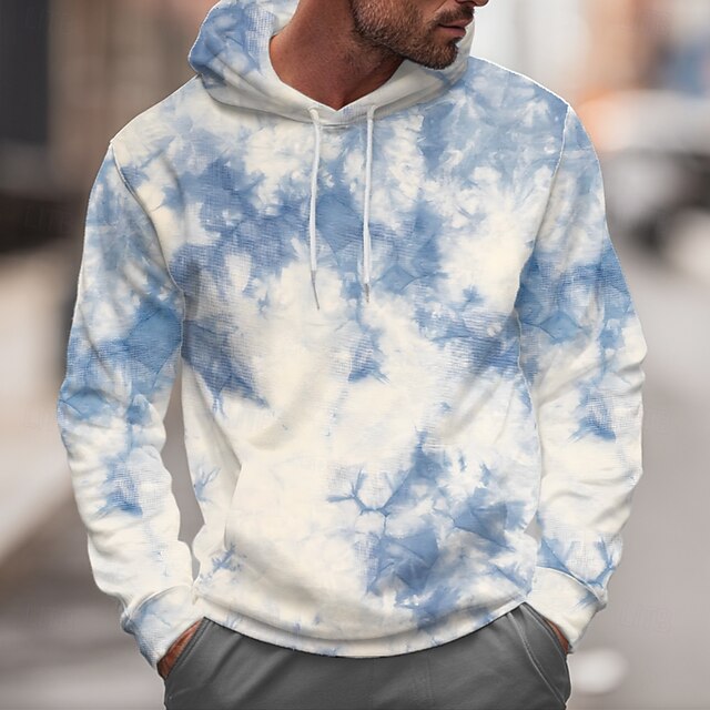  Per uomo Astratto Felpe con cappuccio Felpa Cool Festa Manica Lunga Girocollo Club Abbigliamento casual alla moda Blu Viola Coulisse Autunno Inverno progettista