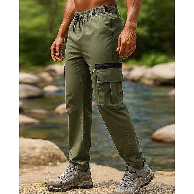  Herren Cargohosen Wanderhosen Regenhose zum Wandern Außen Normale Passform Wasserdicht Winddicht Leicht Unterteile Tasche Schwarz Armeegrün Camping / Wandern Laufen S M L XL XXL