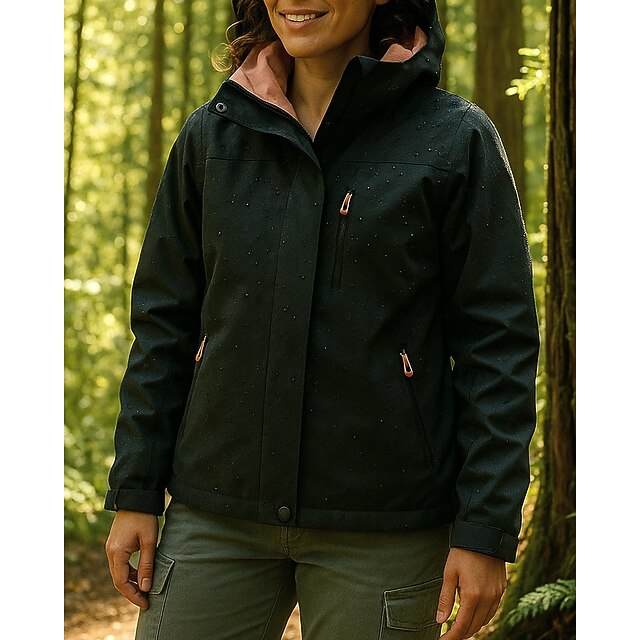 Women's Windbreaker Hiking Jacket rain coat Outdoor Waterproof Windproof Lightweight Hiking Outfits Hiking Clothes Spring Autumn / Fall Top Camping / Hiking / Caving Running Black4
