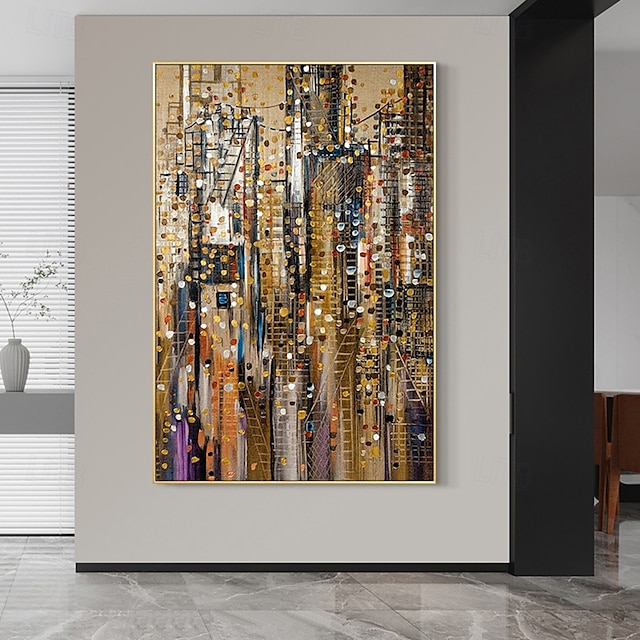  Peinture à l'huile faite à la main sur toile, décoration murale, architecture abstraite moderne, décoration d'intérieur, peinture roulée, sans cadre, non tendue