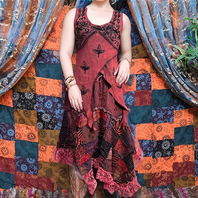  Boho Hosszú hossz Ruhák Női Mindszentek napja Álarcos mulatság Témakör Fesztivál Felnőttek Ruha Nyár