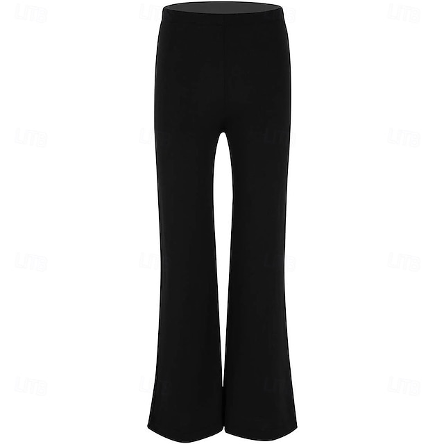  Jungen Mädchen Basic Latein Jazz Tanzhose Stretch Bootcut Hose Modern Ballroom Dancewear