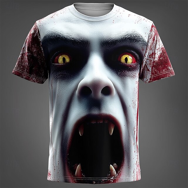  Halloween Pánské 3D tisk 3D Tričko Krátký rukáv tričko 3D tisk Tričkový Košile Přehnaný Designové Horor Párty ulice Dovolená Bílá Rubínově červená Šedá Léto Jaro Celý rok Oblečení S M L XL XXL XXXL