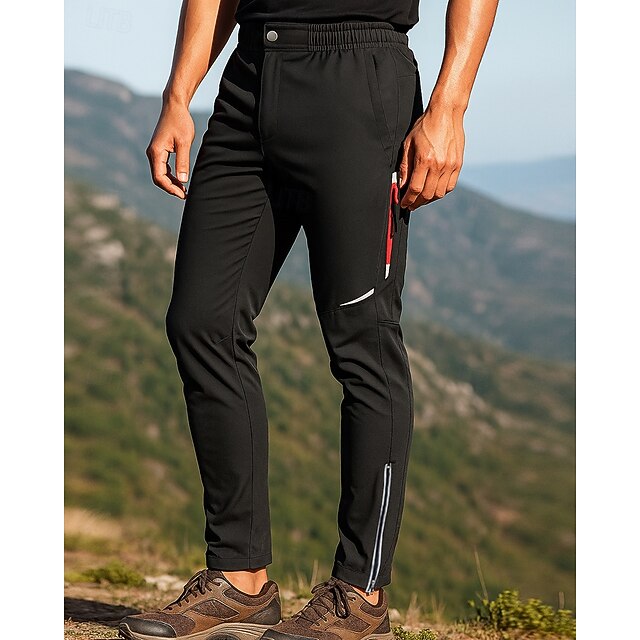 Men's Hiking Pants Trousers Hiking Rain Pants Softshell Pants Outdoor Regular Fit Waterproof Windproof Bottoms Elastic Waist Black Camping / Hiking Running S M L XL XXL4