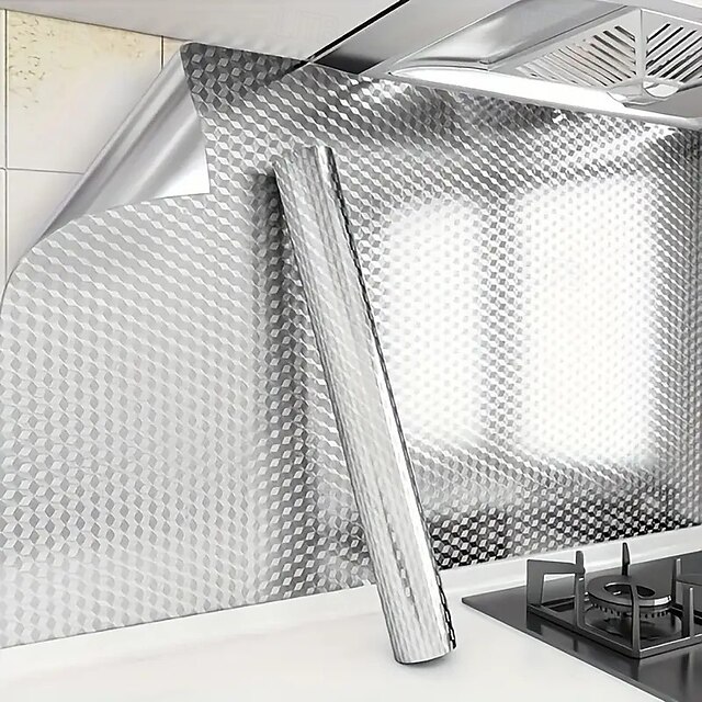 2 Rolls 6M Heat-Resistant Aluminum Kitchen Stickers, Waterproof and ...