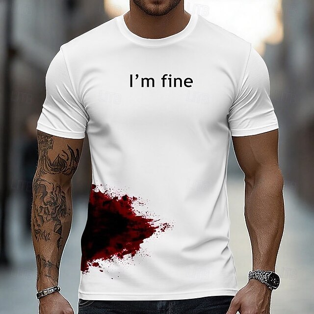 Halloween Men's Blood Splatter 3D Blood stains T Shirt Short Sleeve T shirt Graphic Print Crew Neck Shirt Fashion Exaggerated Daily Party Street Casual White Summer Spring All Seasons Clothing Apparel4