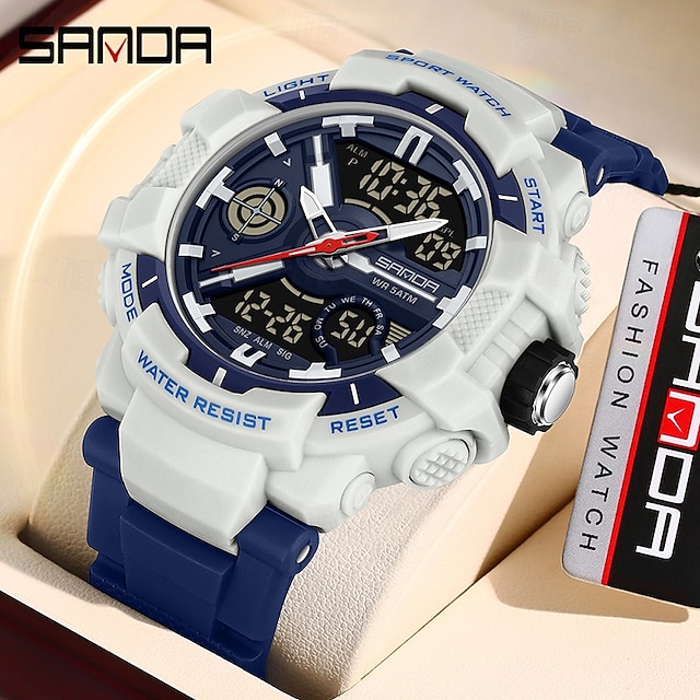  SANDA Mujer Hombre Reloj Digital Al Aire Libre Deportes Moda Reloj Casual Luminoso Calendario Fecha Semana IMPERMEABLE Silicona Reloj