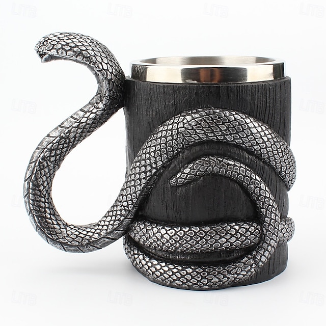  Tasse d'Halloween en acier inoxydable 304 avec revêtement en résine et cobra, design unique, tasse de voyage personnalisée et audacieuse pour un usage domestique, accessoire de boisson cool et créatif