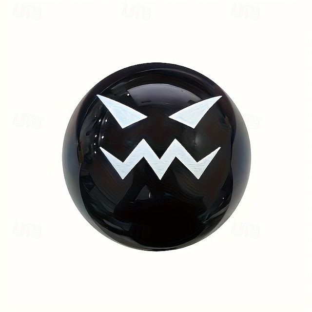  1 pomello del cambio in acrilico a forma di diavolo di Halloween, resistente, nero con design di espressione bianca, divertente accessorio per interni auto, regalo ideale, articolo per interni a tema