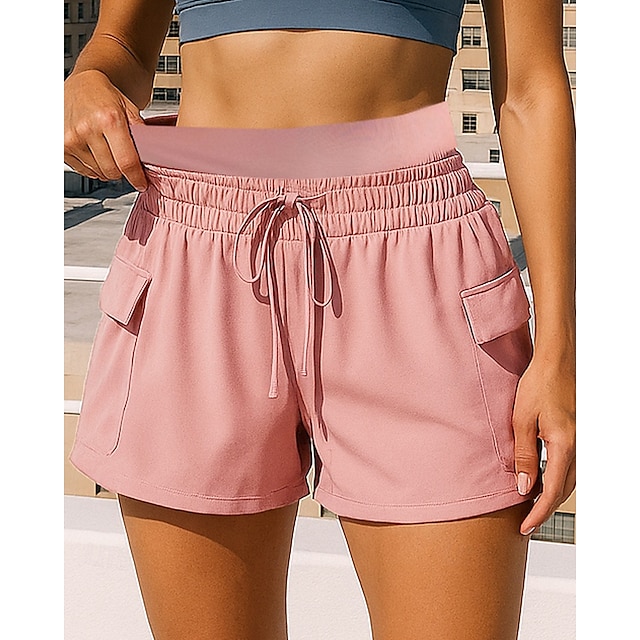  Per donna Pantaloncini da corsa con collant Shorts da allenamento 2 in 1 Coulisse Vita Alta Pantaloni Athleisure Palestra Allenamento Elastico Traspirante Allenamento in Palestra All'aperto Corsa