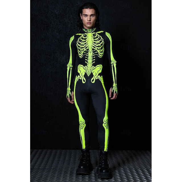 Totenkopf Skelett Bodysuit Halloween Gruppenkostüme Paarkostüme Ganzkörper-Catsuit Gruselkostüm Herren Damen Jungen Kinder Erwachsene Performance Party Club Halloween Karneval Tag der Toten einfach