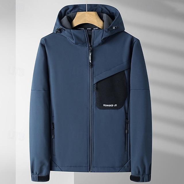  Herren Windjacke Softshelljacke Wanderjacke Außen Wasserdicht Winddicht Wanderoutfits Wanderbekleidung Frühling Herbst Oberteil Camping / Wandern / Höhlenforschung Laufen Einfarbig Schwarz Gelb Blau