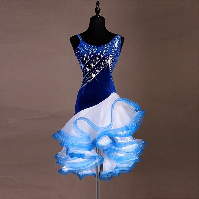 Latin Dance Dress Salsa Tango Cha cha Ballroom Rhinestone Competition Dress2