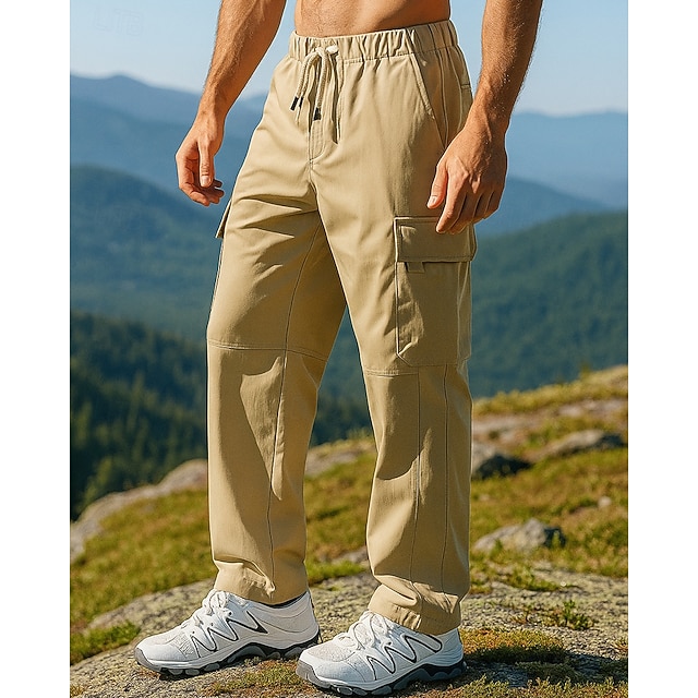  Herren Cargohosen Wanderhosen Außen Normale Passform Wasserdicht Winddicht Unterteile Kordelzug Tasche Schwarz Khaki Camping / Wandern Laufen S M L XL XXL