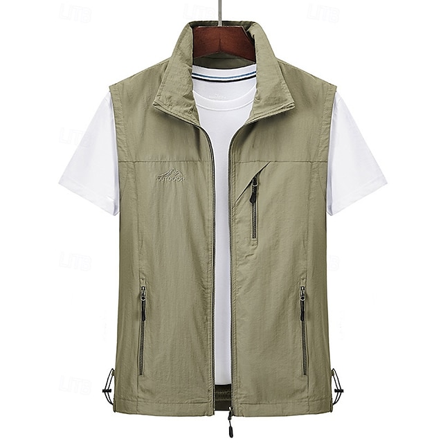  Ανδρικά Ψάρεμα Veste de Drumeție Αμάνικο Veste  Εξωτερική Αδιάβροχη Αντιανεμικό Φερμουάρ Τσέπη Νάιλον Μαύρο Πράσινο Χακί Κόκκινο Κυνήγι Ψάρεμα Αναρρίχηση