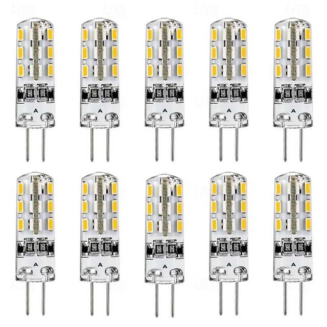 G4 Bi-Pin-Sockel-LED-Glühbirnen DC 12 V 2 W 24 SMD 3014 LED 10 W Halogenlampe entspricht Silikonlicht weiß/warmweiß/rot/grün/blau 10 Stück