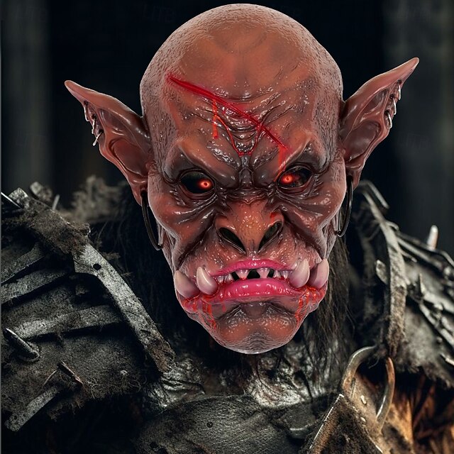 Monster Devil Orc Halloween Mask Realistic Mask Horror Scary Full Head ...