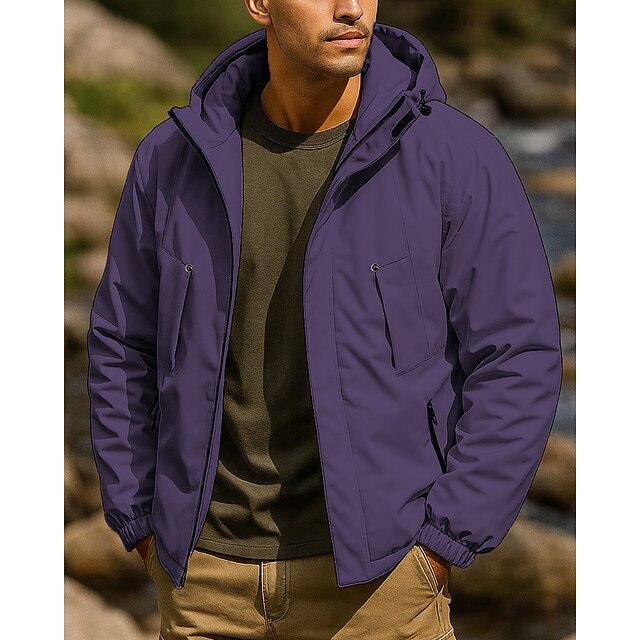  Per uomo Giacca softshell Giacca da escursionismo Giacca invernale Inverno All'aperto Calore Termico Impermeabile Antivento Leggero Top Nero Viola Cachi