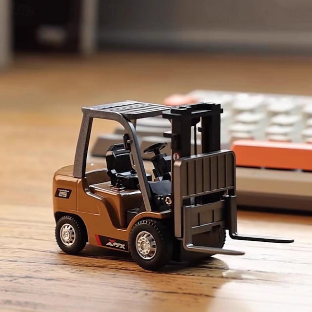  1/64 RC-Gabelstapler-Spielzeug, 7-Kanal-2-Modus-Mini-Fernbedienungs-Gabelstapler mit wiederaufladbarer Batterie, 2-in-1-transformierbare Hubgabel &Haken mit Lichtern &Geräusche für Erwachsene, Kinder,