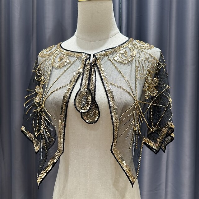  Dames Wrap Elegante Zonnebescherming Korte Mouwen Kant Bruidswraps Met Sequin Voor Bruiloft Zomer