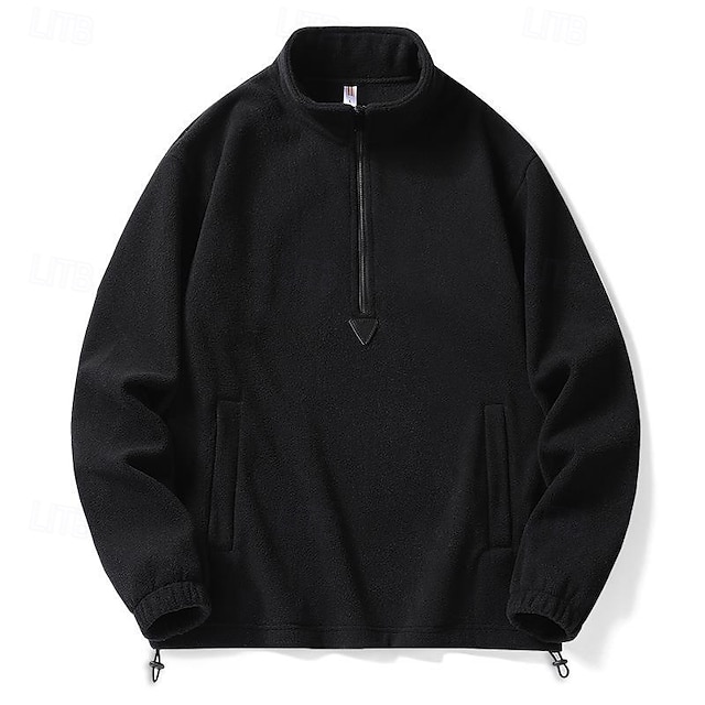  Bărbați Hanorac din fleece Top de drumeție Hanorac termic Manșon Lung Guler de stand Topuri În aer liber Termic cald Iarnă Poliester Negru Kaki Gri A face exerciţii fizice Alergat